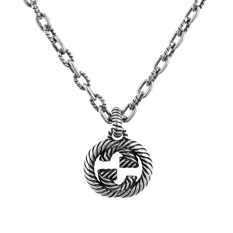 gucci interlocking g silver pendant|sterling silver gucci necklaces.